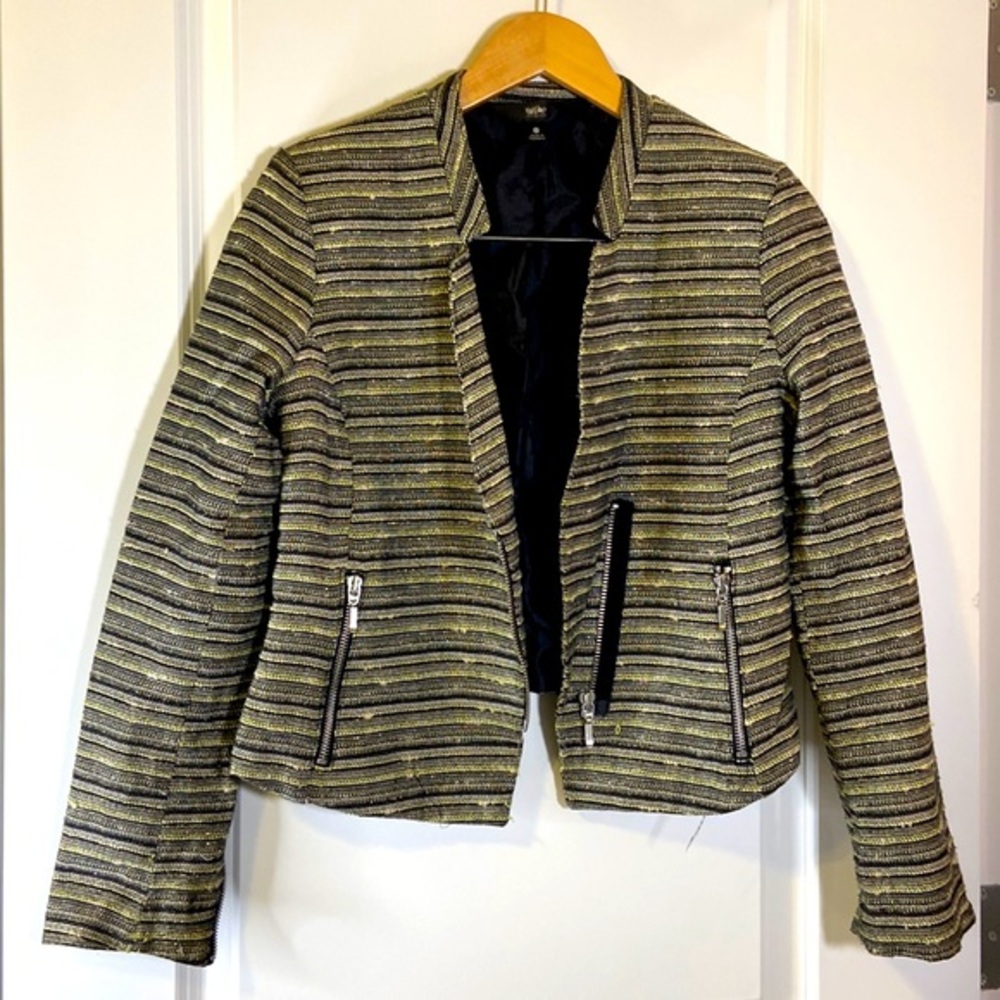 Massimo tweed cropped moto blazer